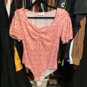 Pink floral bodysuit